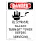 Signmission Safety Sign, OSHA Danger, 7" Height, Electrical Hazard Turn, Portrait OS-DS-D-57-V-1199 - alternate 1